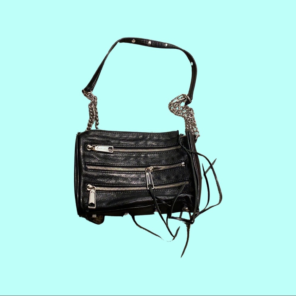 Rebecca Minkoff Zip Leather Crossbody with chain